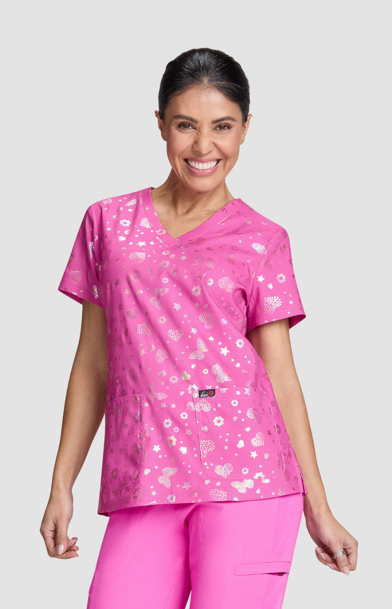 Velora Top Iridescent Light Bright Hibiscus Pink