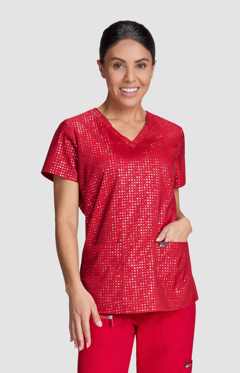 Velora Top Iridescent Dot Ruby