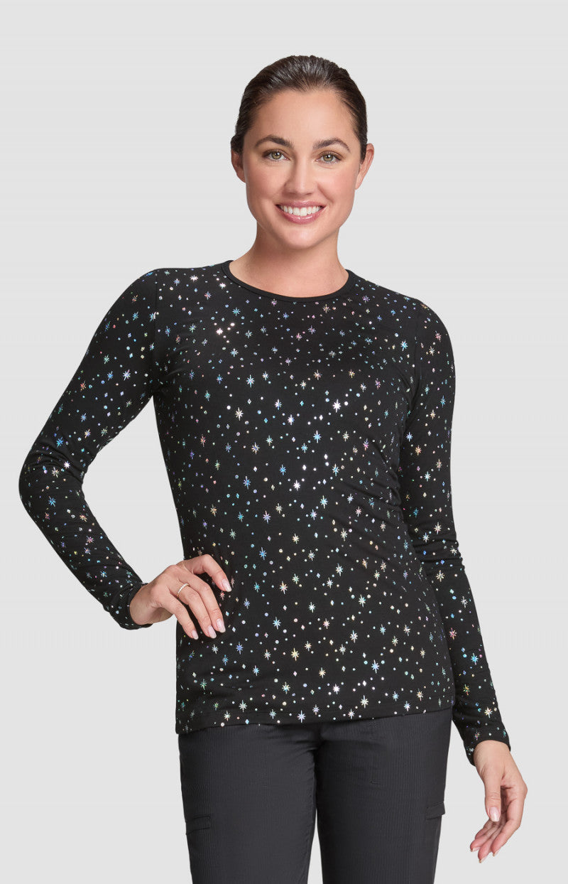Tessa Tee Black Iridescent Twinkle Pattern