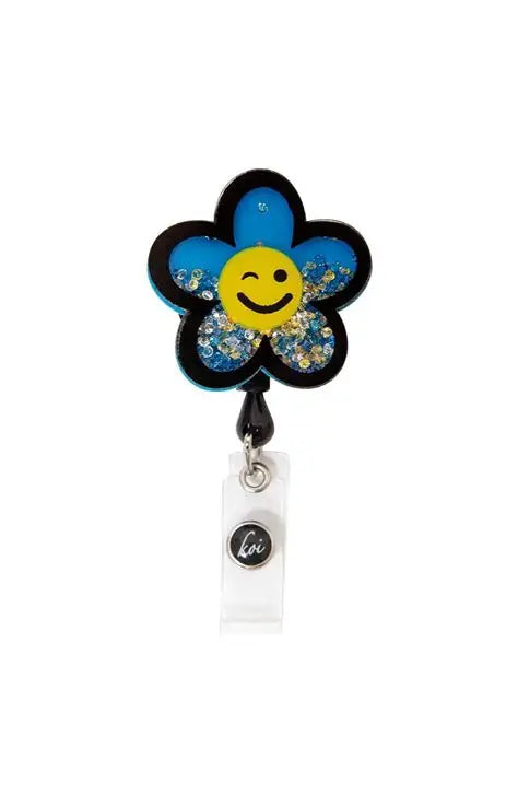 Smiley Flower Badge Reel