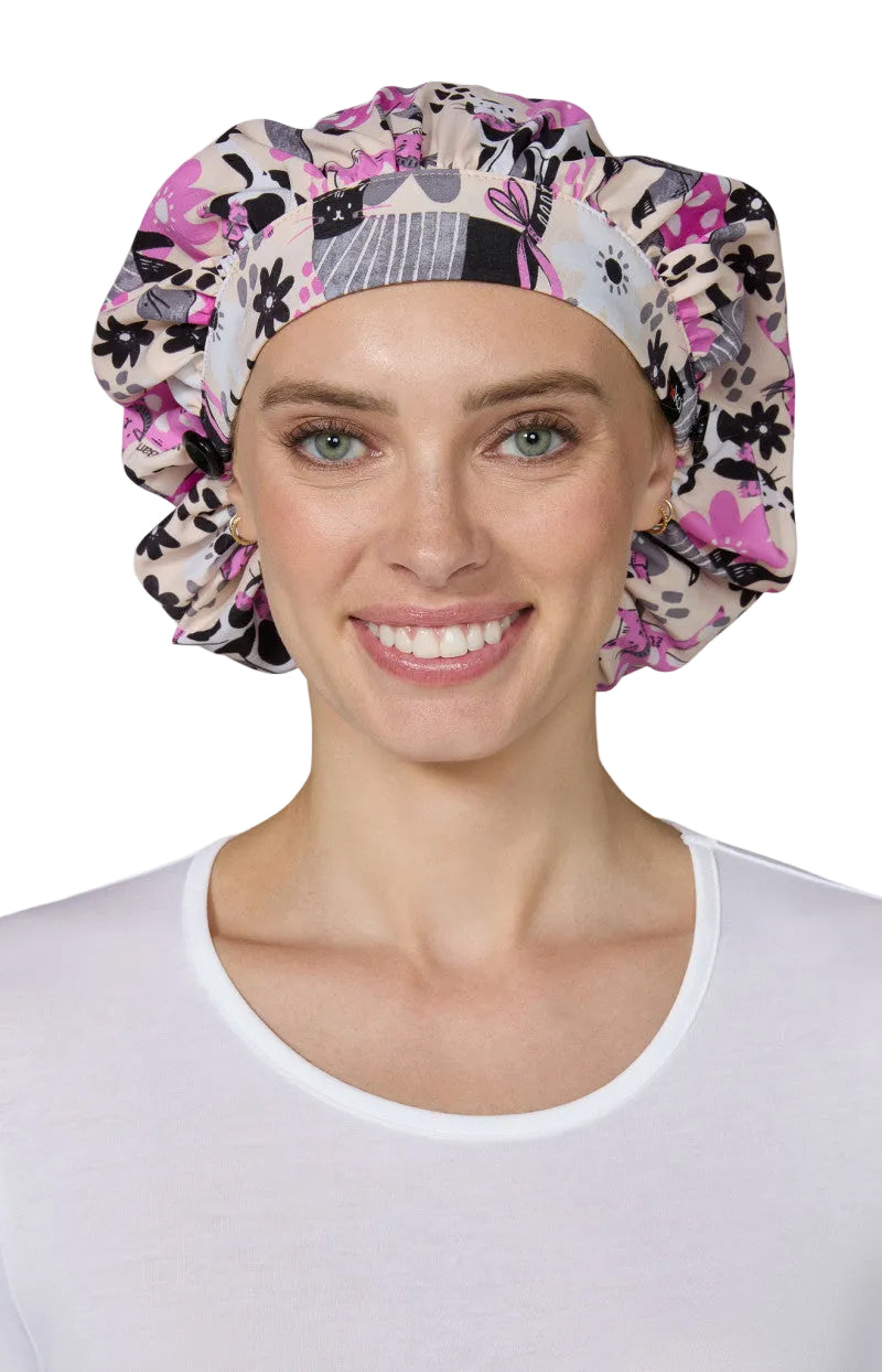 Bouffant Cap Gatos florales