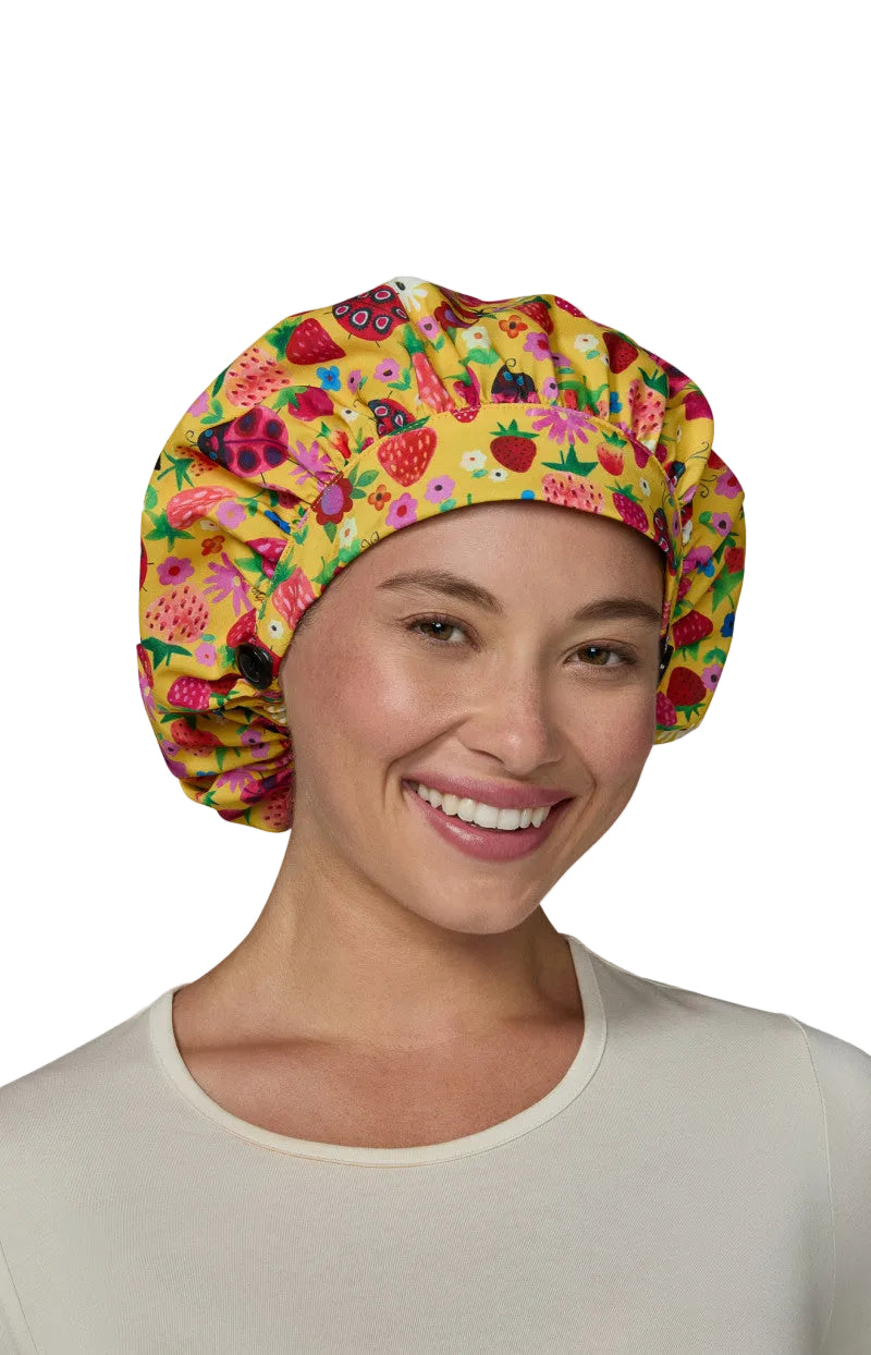 Bouffant Cap Fresas y Mariquitas