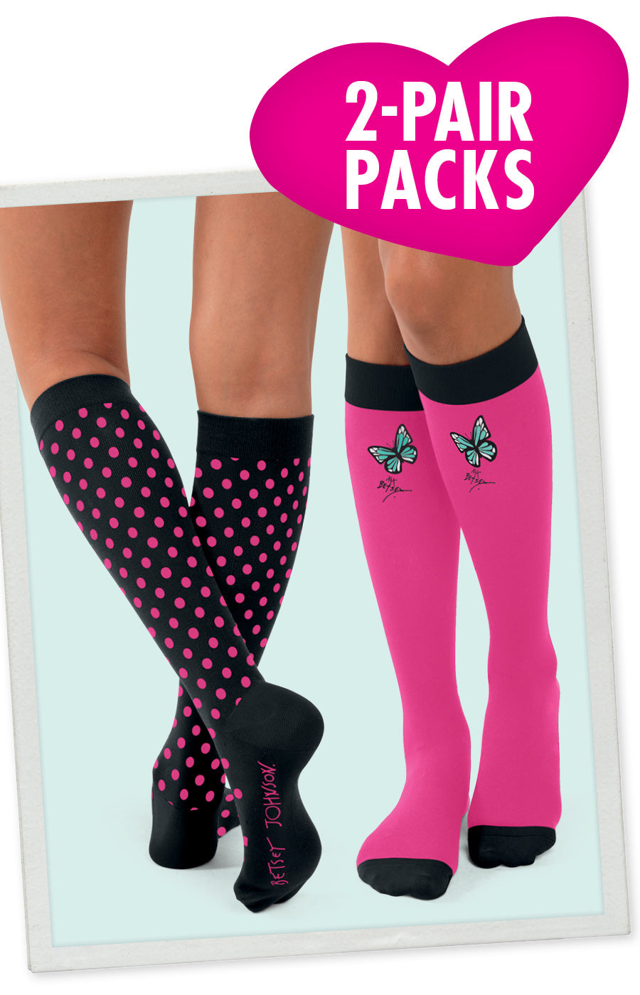 Compression Socks 2-pac Polka Butterfly