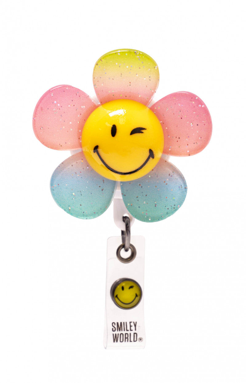 Badge Reel 3D Smiley Flower