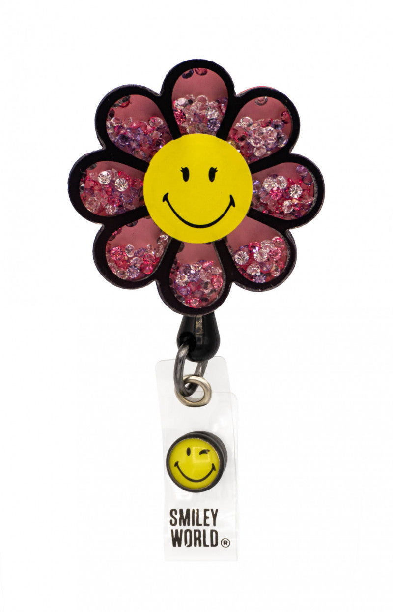 Badge Reel 3D Smiley Flower